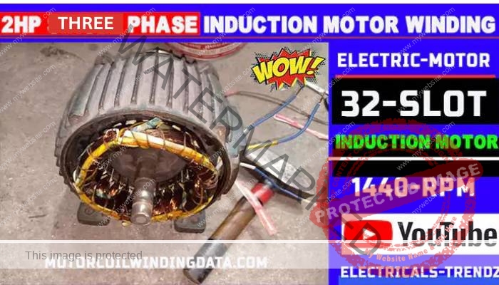 2hp 3 phase induction motor winding data.