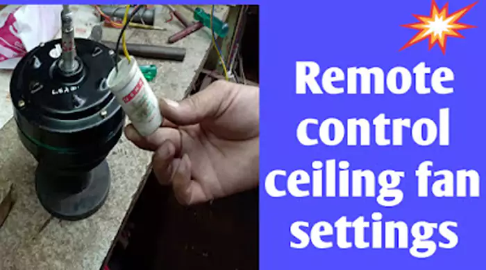 Ceiling fan with remote control operated motor setting