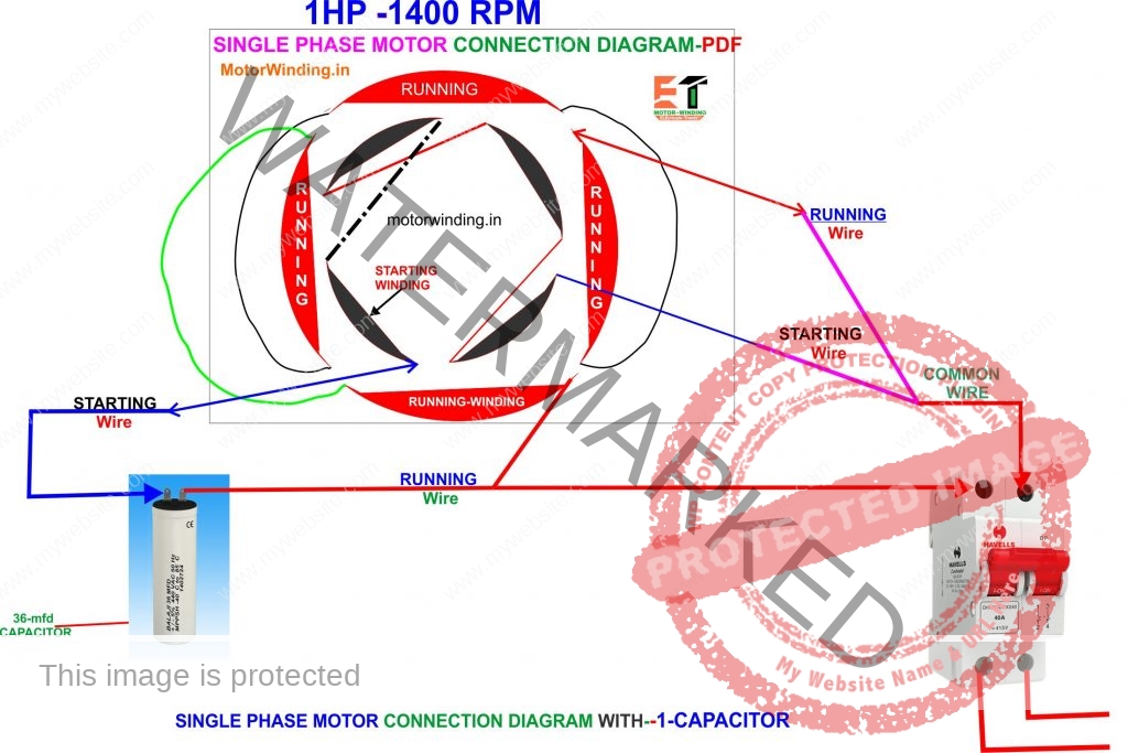 Phase motor winding diagram single 44 Single